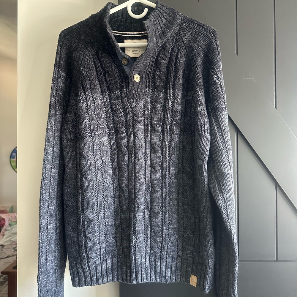 Weatherproof Men's Cable Knit Zip-Up Sweater - Navy